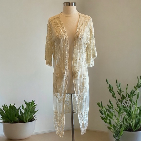 Siren Lily Dresses & Skirts - SOLD Boho Open Front Lace Kimono Semi Sheer